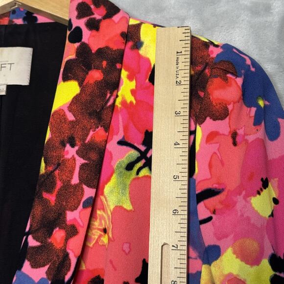 Ann Taylor LOFT Blazer Womens XS Pink Multi Floral Print Lined Jacket Colorful - Picture 7 of 8